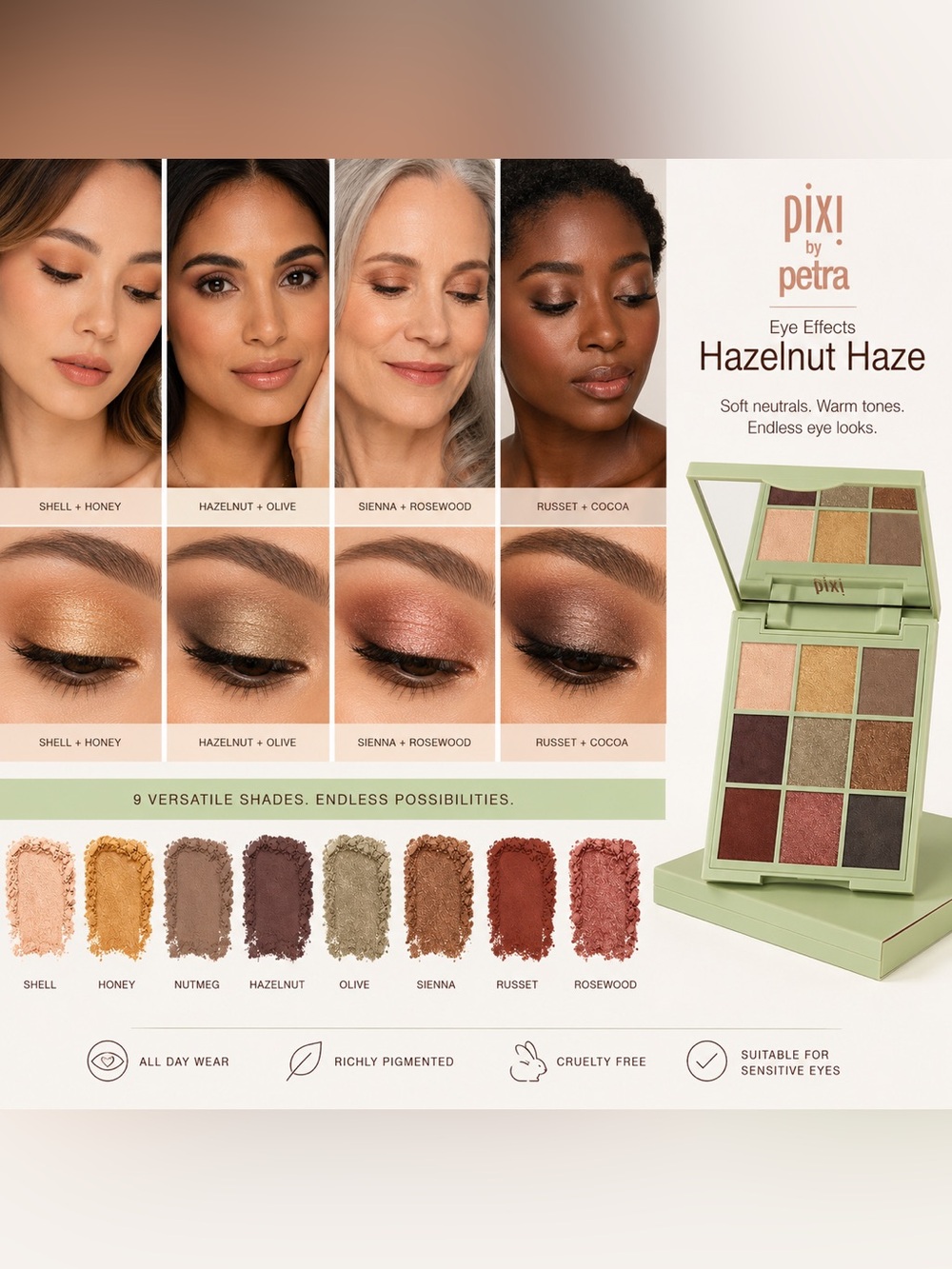 Pixi by Petra Eye Effects Palette Hazelnut Haze New in Box - Picture 2 of 8